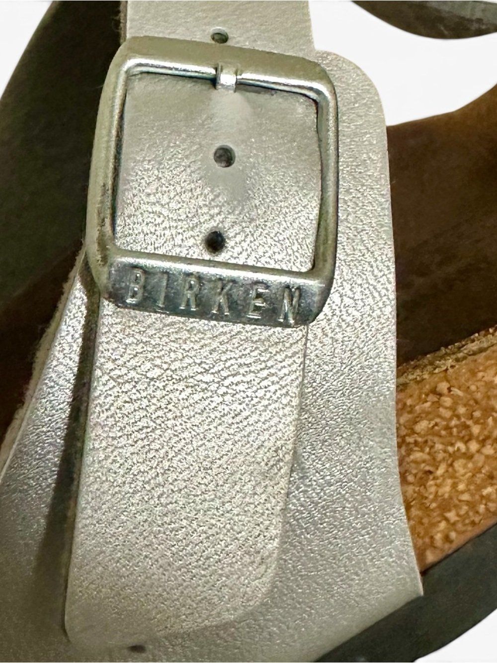 Birkenstock Gizeh Metallic Silver Sandals Womens EU 37 US 6 Cork Footbed - Picture 9 of 10